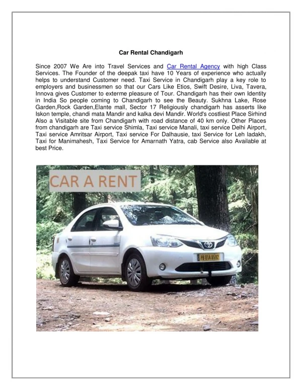 Car Rental Chandigarh