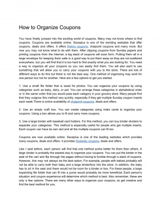 How to Organize Coupons - slide 1