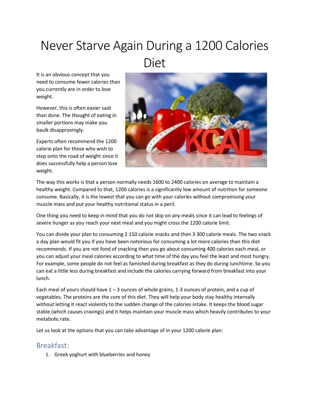 never starve again during a 1200 calories diet