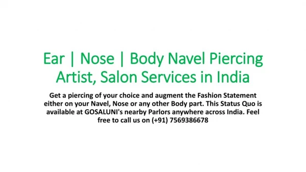 Ear | Nose | Body Navel Piercing Artist, Salon Services in India
