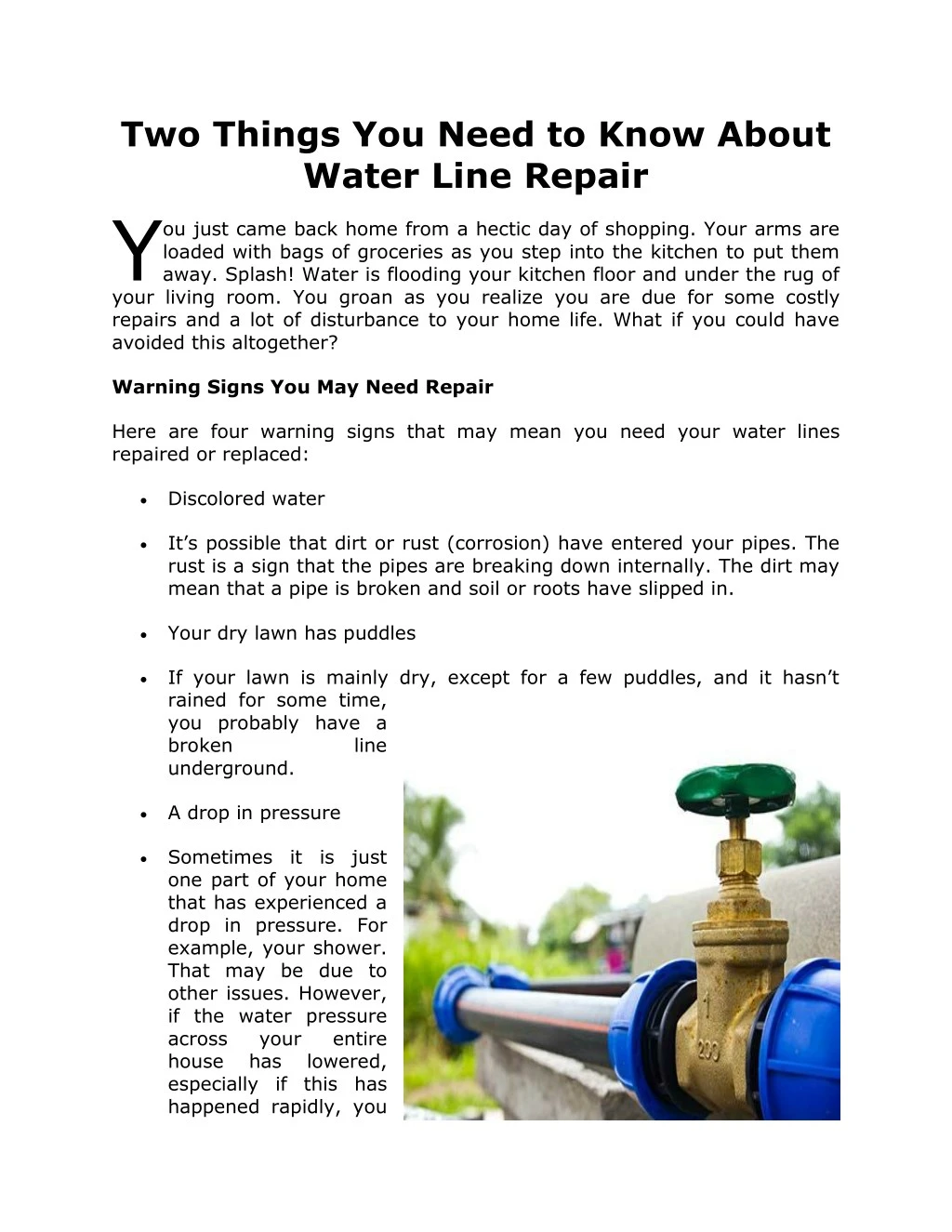 two things you need to know about water line