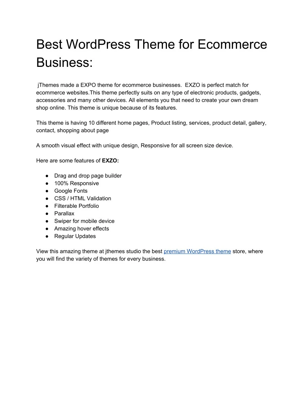 best wordpress theme for ecommerce business