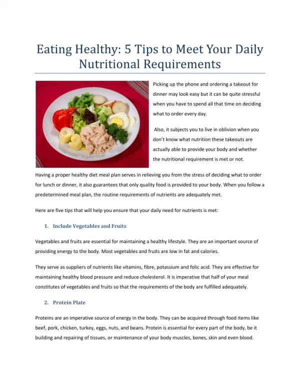 Eating Healthy: 5 Tips to Meet Your Daily Nutritional Requirements