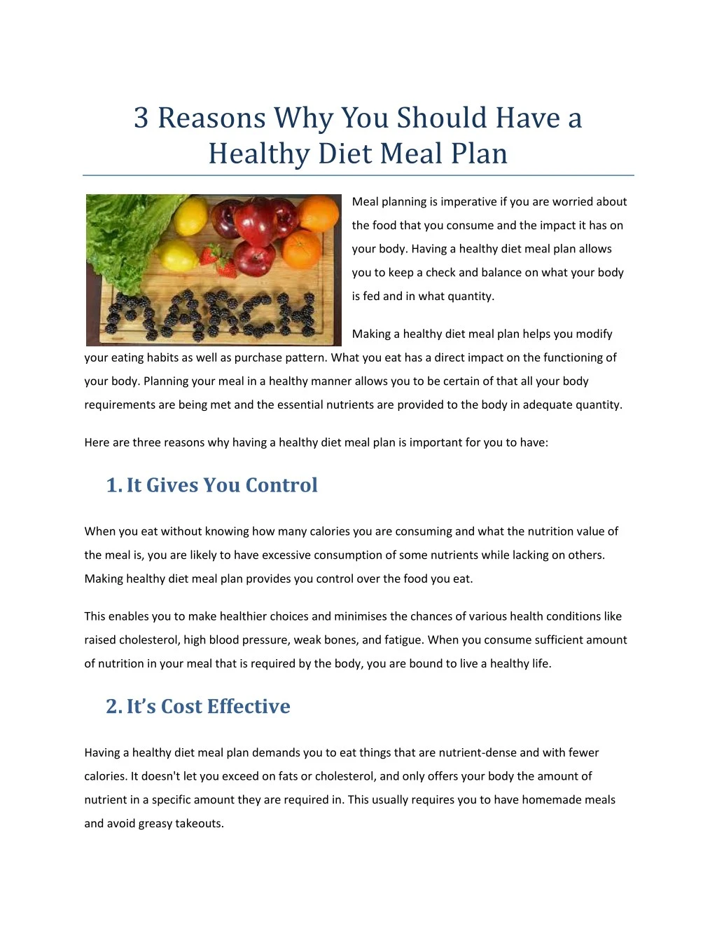 3 reasons why you should have a healthy diet meal