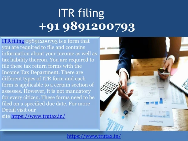 What is ITR filing 09891200793?