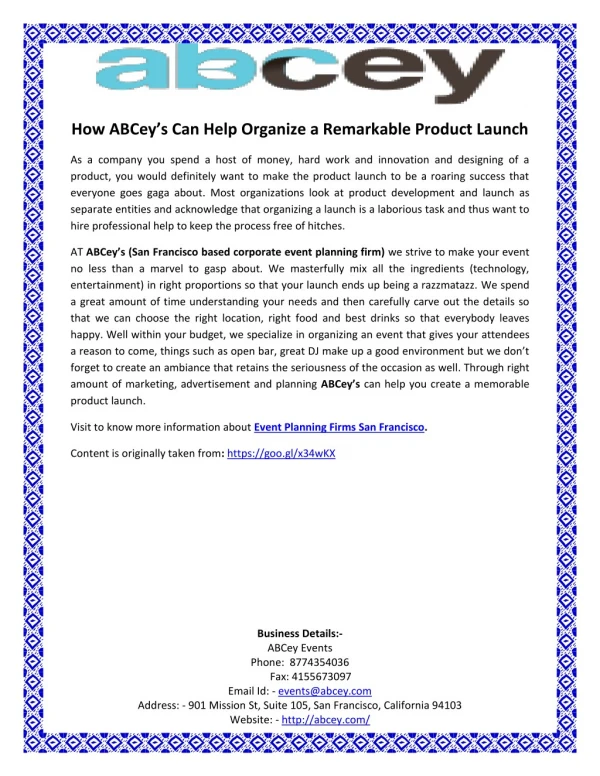 How ABCey’s Can Help Organize a Remarkable Product Launch