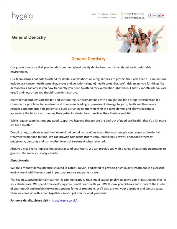 Highest Quality Treatment with General Dentistry