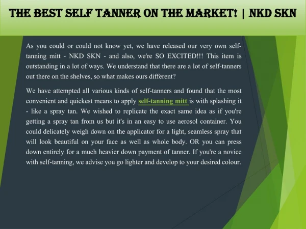 The BEST Self Tanner on the market! | NKD SKN