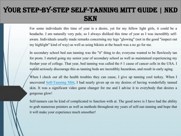 Your Step-by-Step Self-Tanning Mitt Guide | NKD SKN