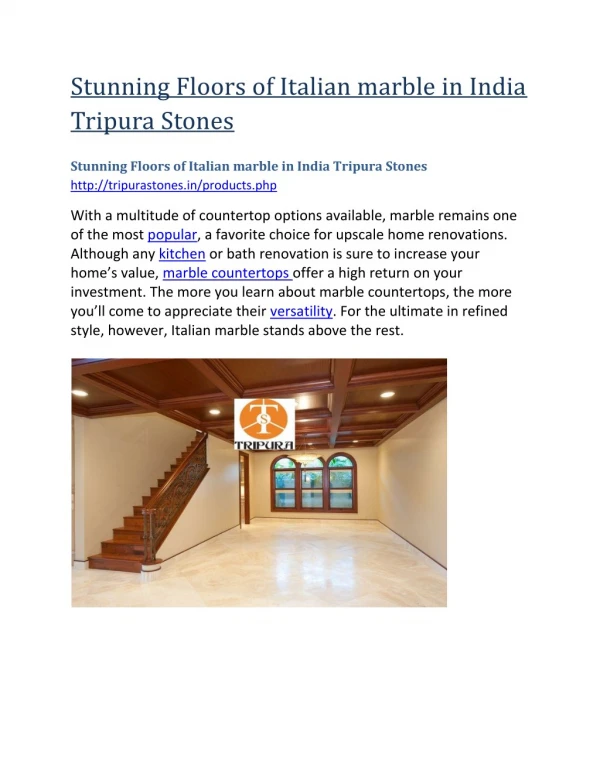 Stunning Floors of Italian marble in India Tripura Stones