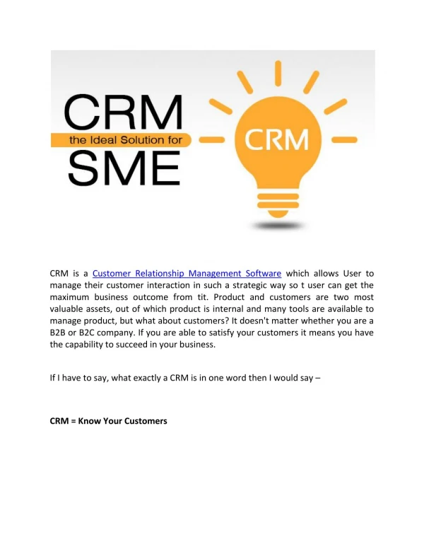 Crm the ideal solution for sme sugar crm developers(advanz101)