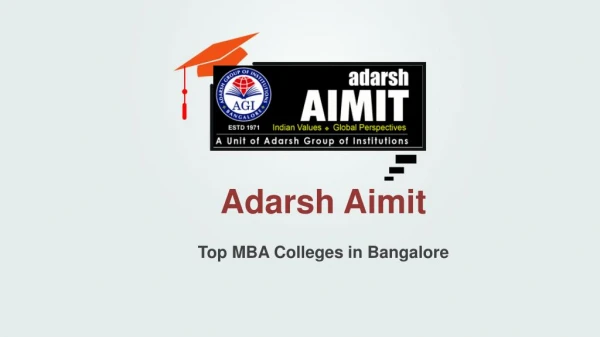 Adarsh aimit: Good MBA College in Bangalore Top B School