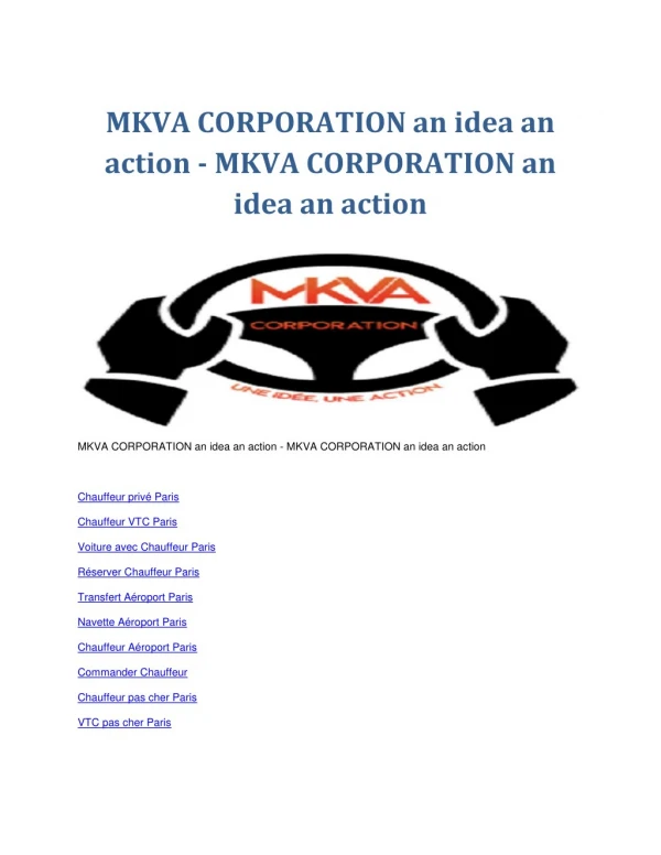 MKVA CORPORATION an idea an action - MKVA CORPORATION an idea an action