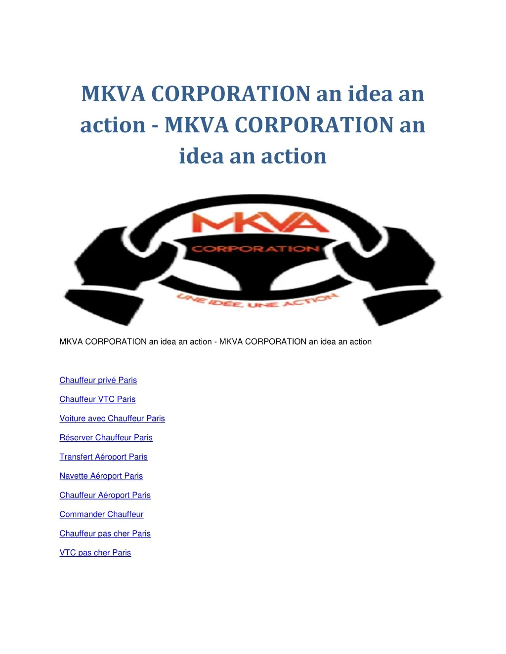 mkva corporation an idea an action mkva