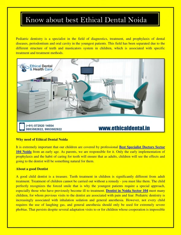 Know about best Ethical Dental Noida