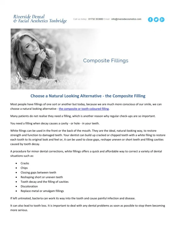 Choose a Natural Looking Alternative - the Composite Filling