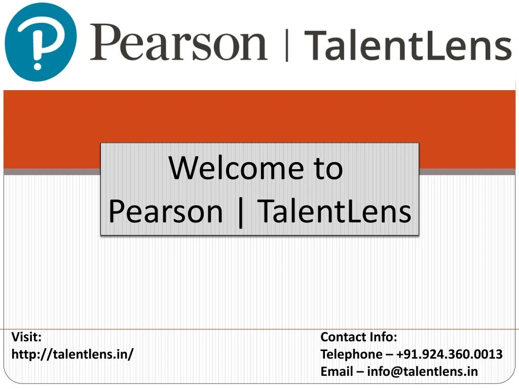 welcome to pearson talentlens
