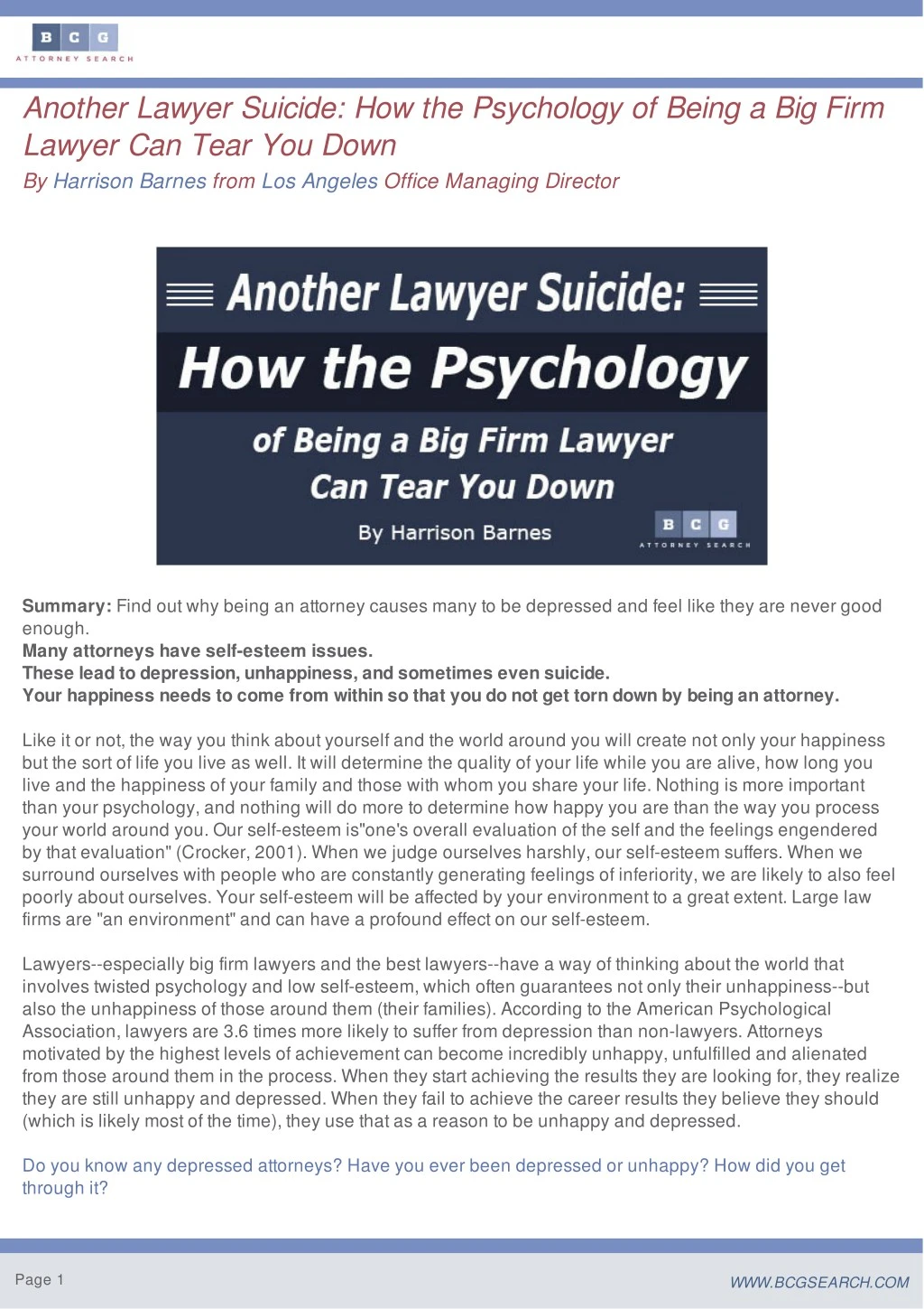 another lawyer suicide how the psychology
