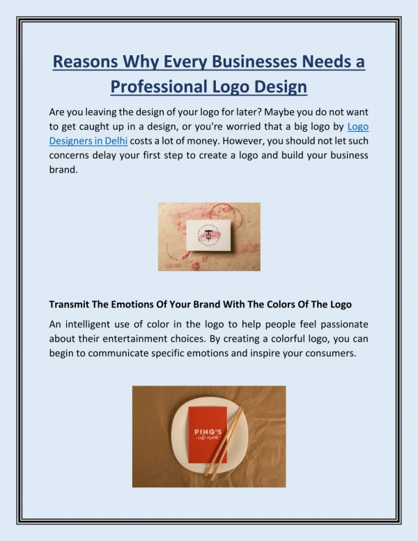 Reasons Why Every Businesses Needs a Professional Logo Design