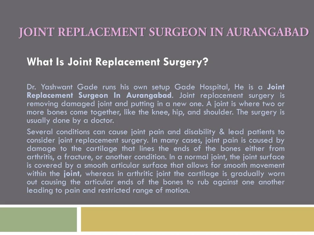 joint replacement surgeon in aurangabad