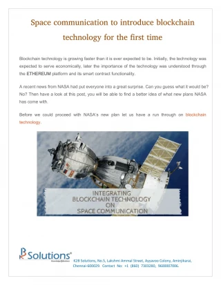 Blockchain Technology for Space Communication - slide 1