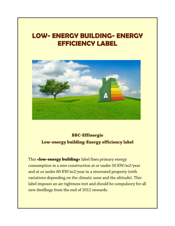 LOW- ENERGY BUILDING- ENERGY EFFICIENCY LABEL