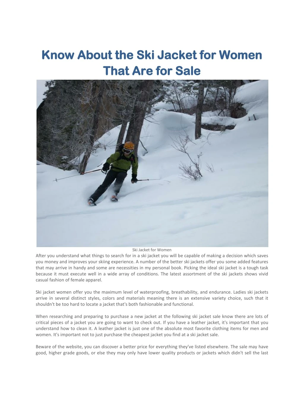know about the ski jacket for women know about