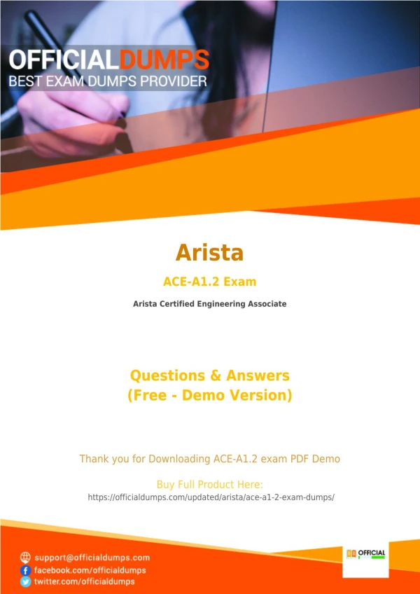 ACE-A1.2 Exam Dumps - Try These Actual Arista ACE-A1.2 Exam Questions 2018 | PDF