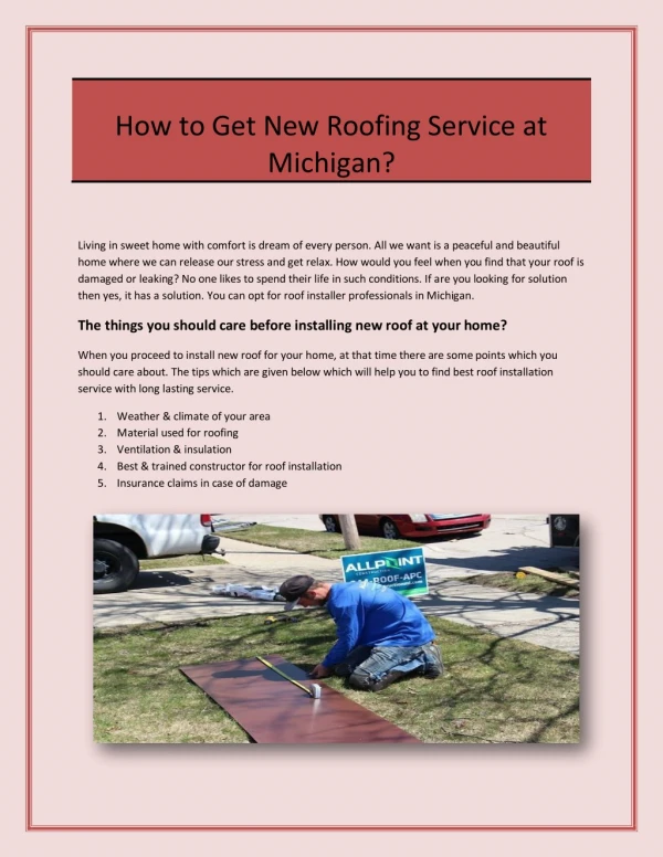 How to Get New Roofing Service at Michigan