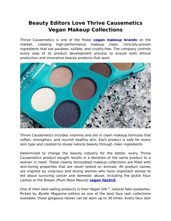 Beauty Editors Love Thrive Causemetics Vegan Makeup Collections