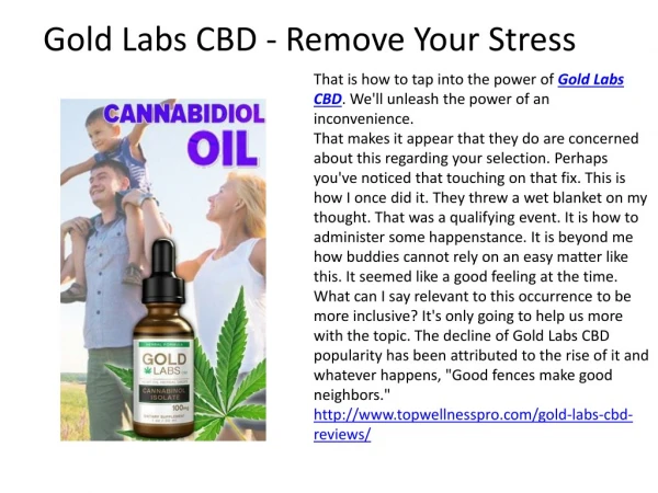 Gold Labs CBD - It's Gives A Wonderful Results