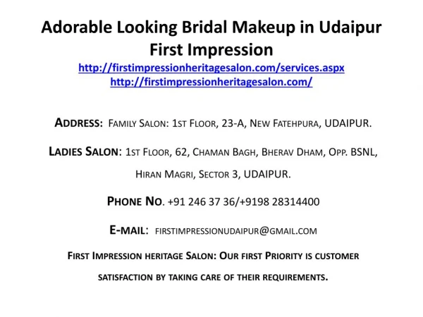 Adorable Looking Bridal Makeup in Udaipur First Impression
