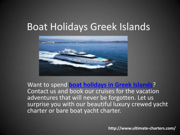 Boat Holidays Greek Islands