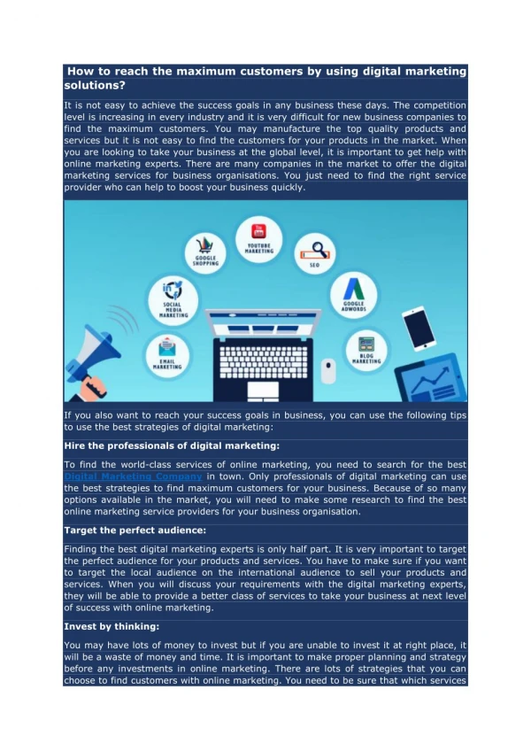 how to reach the maximum customers by using