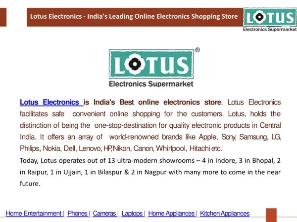 India's Leading Online Electronics Shopping Store - Lotus Electronics