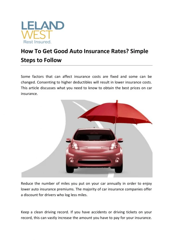 How To Get Good Auto Insurance Rates? Simple Steps to Follow