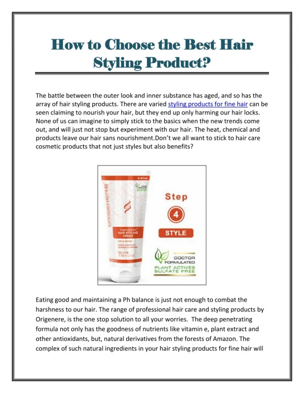 How to Choose the Best Hair Styling Product