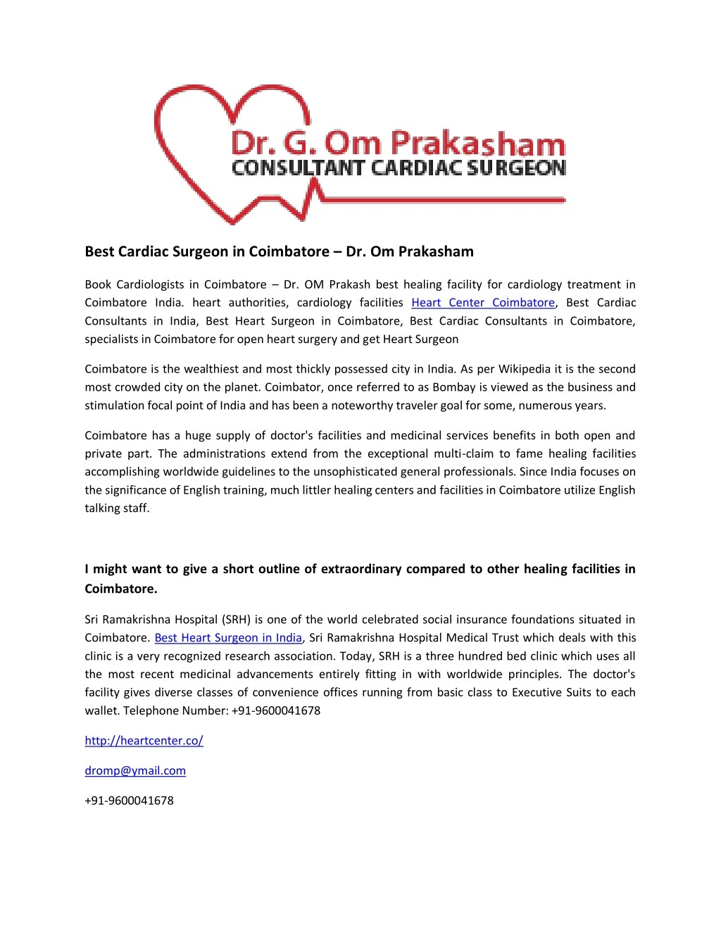 best cardiac surgeon in coimbatore dr om prakasham