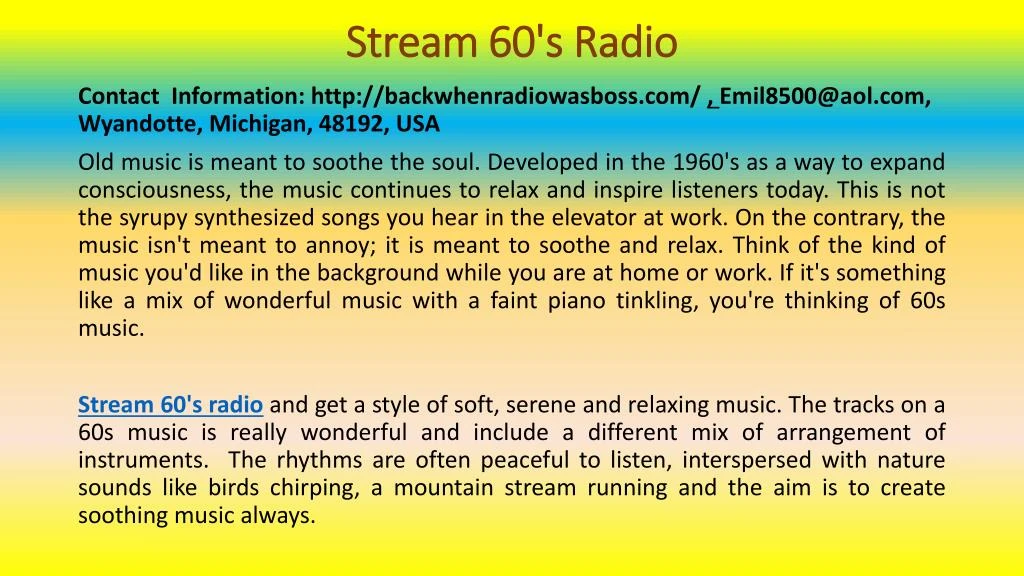 stream 60 s radio