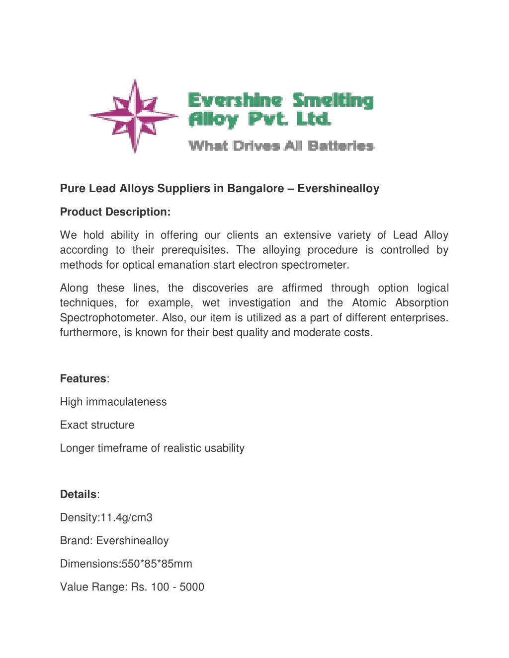pure lead alloys suppliers in bangalore