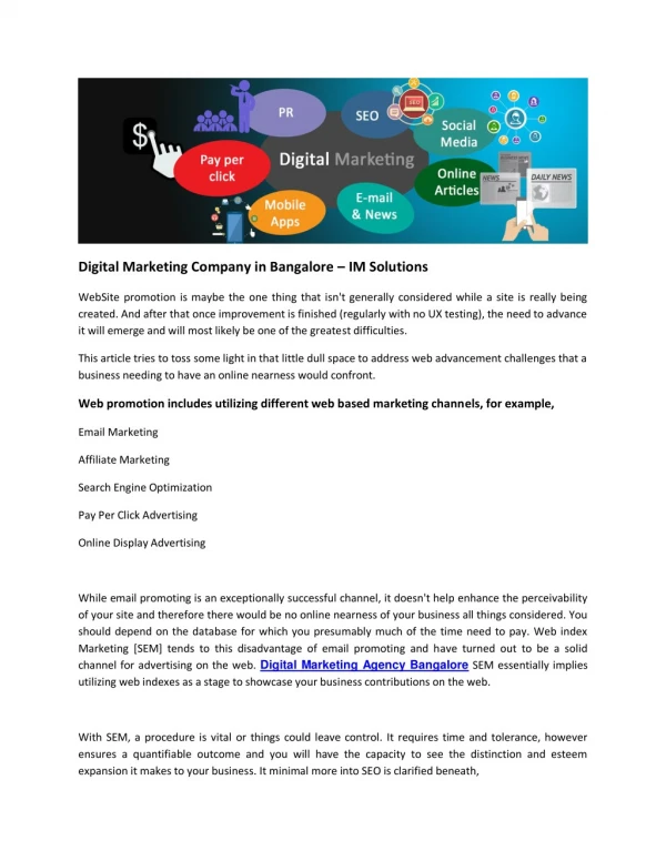 Digital Marketing Company in Bangalore – IM Solutions