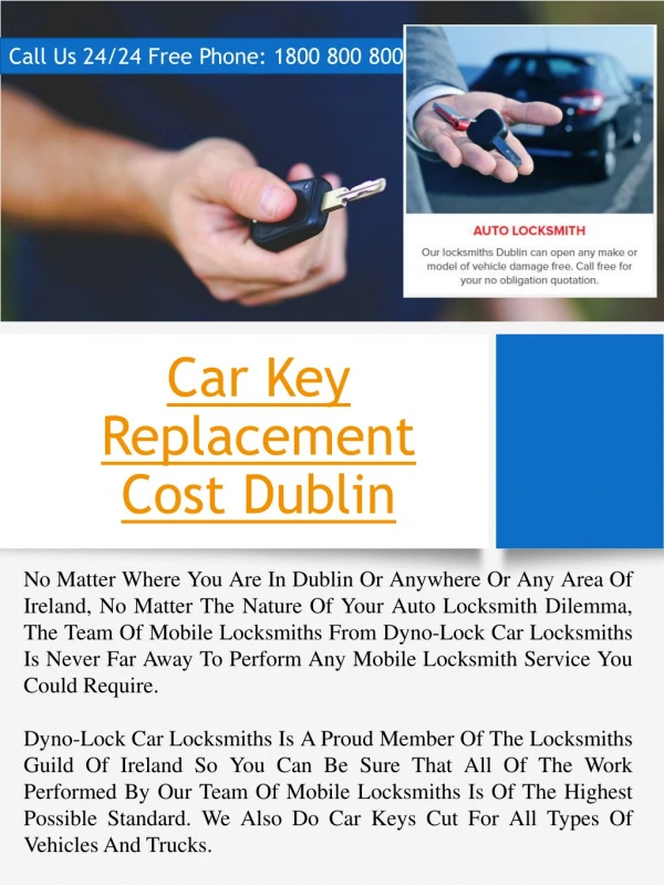 Car Key Replacement Cost Dublin