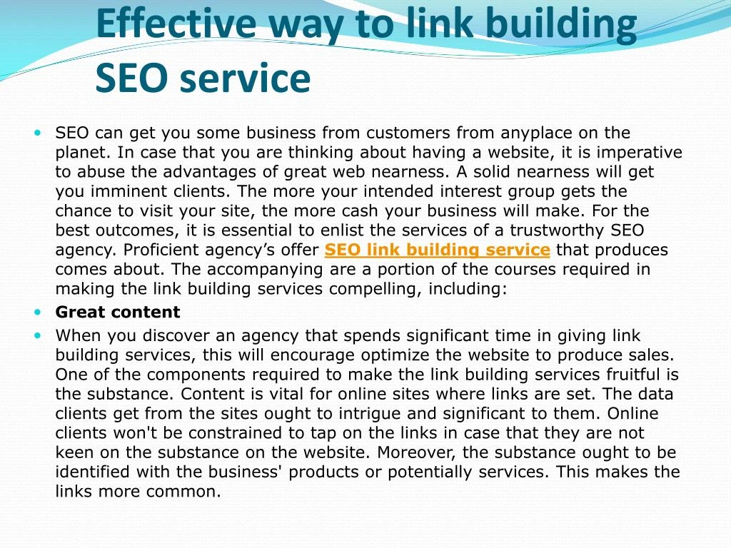 effective way to link building seo service
