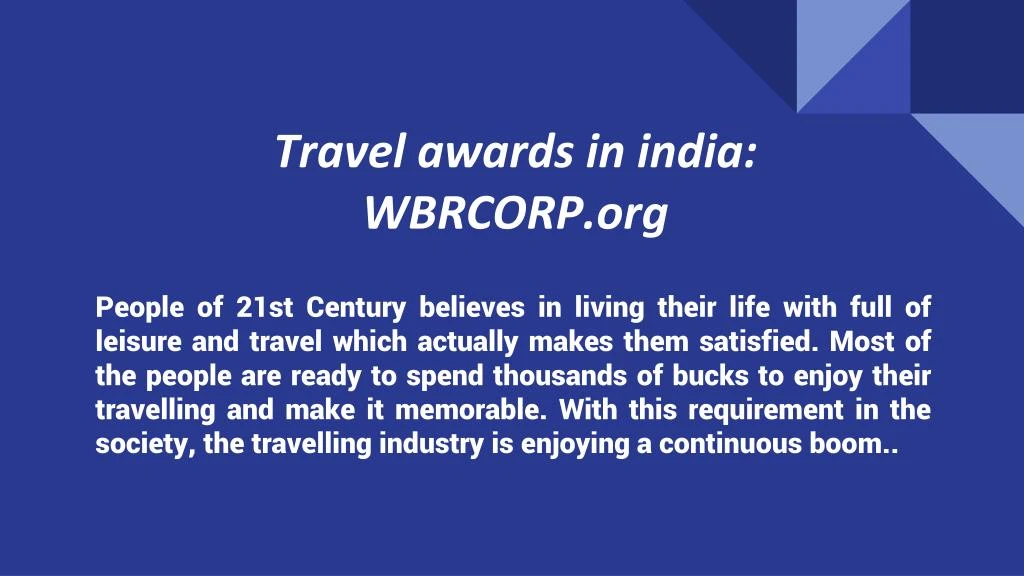 travel awards in india wbrcorp org