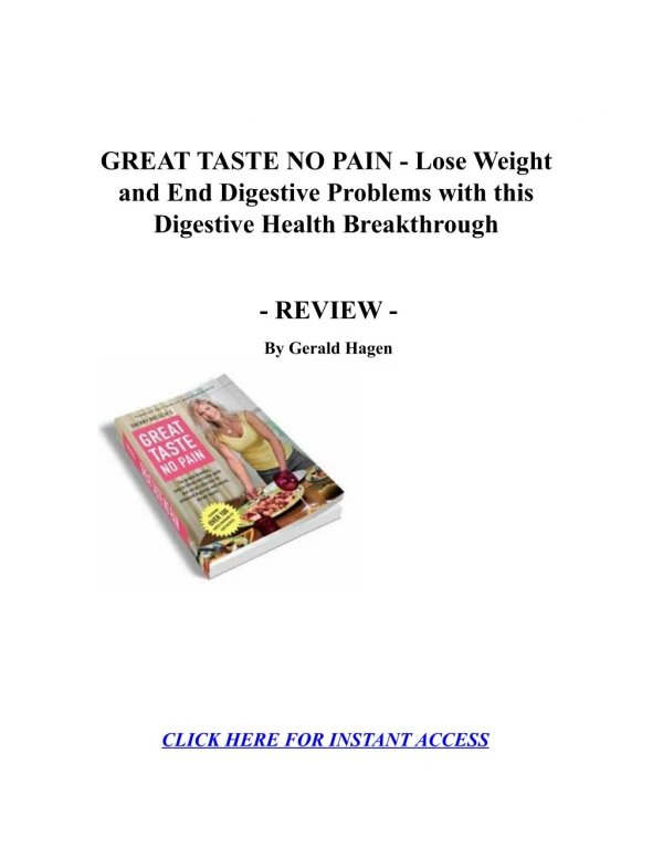 GREAT TASTE NO PAIN - Lose Weight and End Digestive Problems