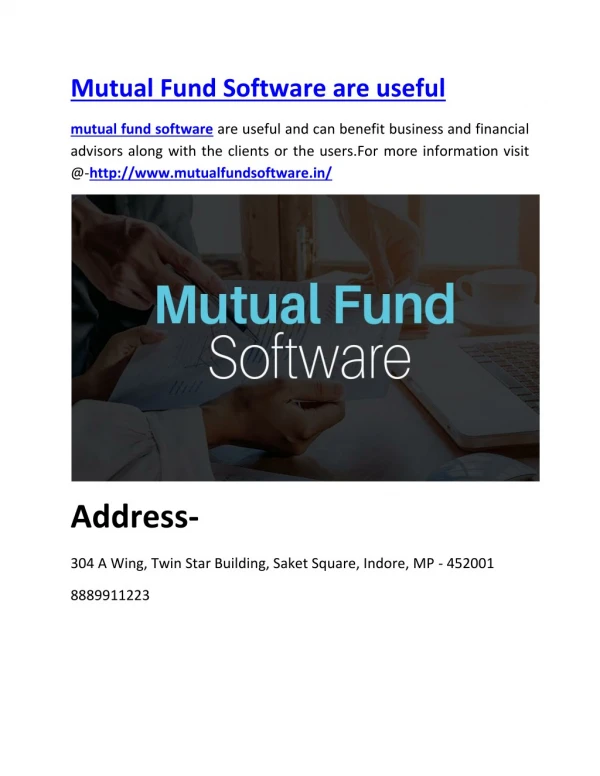 Mutual Fund Software are useful