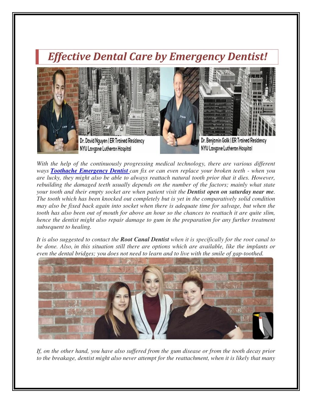 effective dental care by emergency dentist