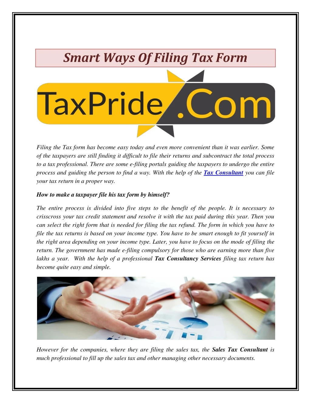 smart ways of filing tax form
