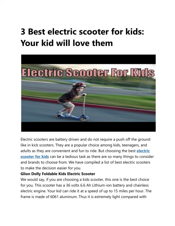 3 Best electric scooter for kids: Your kid will love them