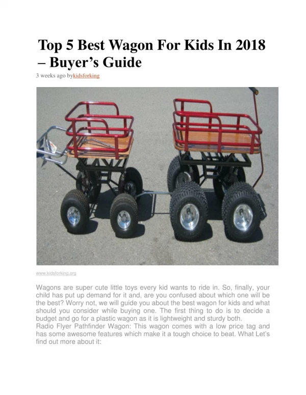 Top 5 Best Wagon For Kids In 2018 – Buyer’s Guide